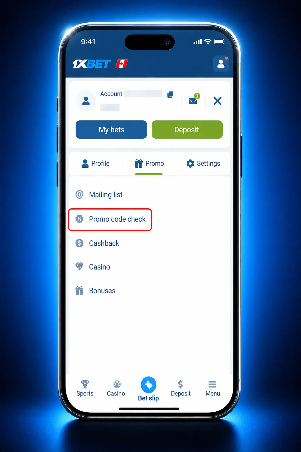 4-step guide on how to claim a 1xbet welcome bonus in Canada, from registration to deposit activation