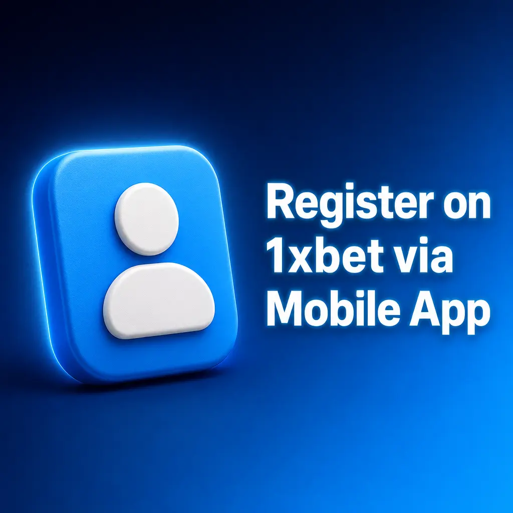 1xbet mobile app registration screen showing Android and iOS signup options with one-click, phone, email methods