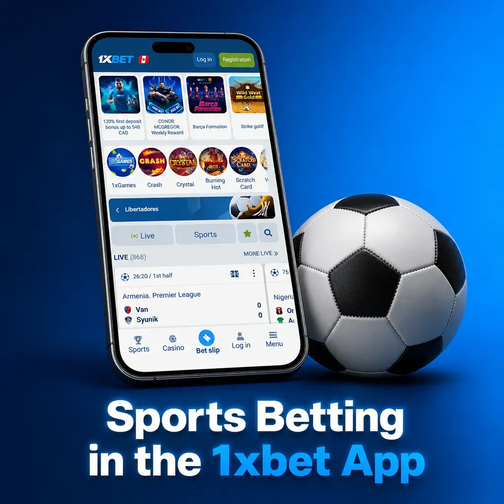 1xbet app sports betting interface showing 40+ disciplines including NHL, CFL, NBA, MLB, UFC with live in-play markets