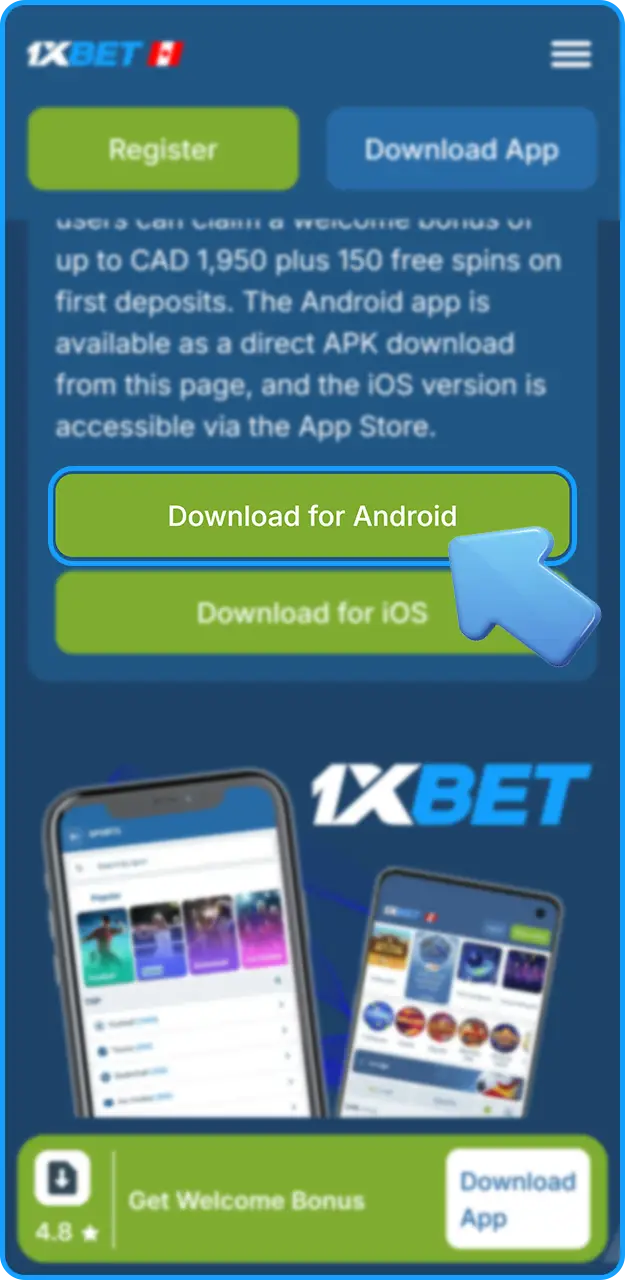 Download the official 1xBet Android app.