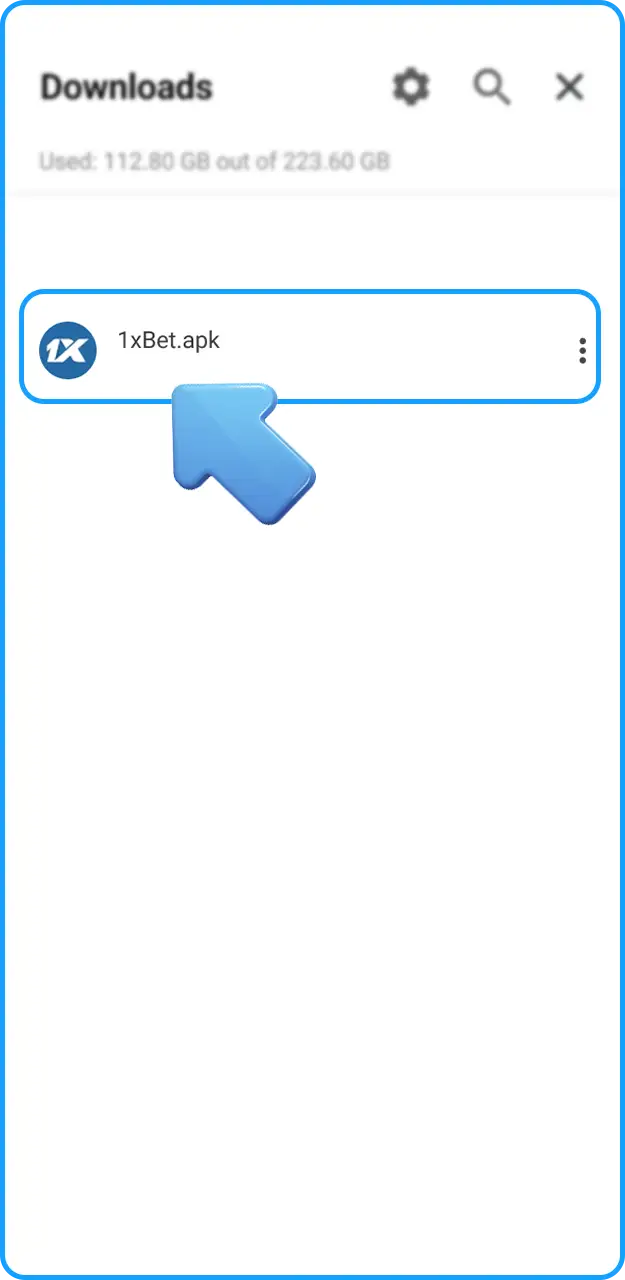 Launch the 1xBet mobile app.