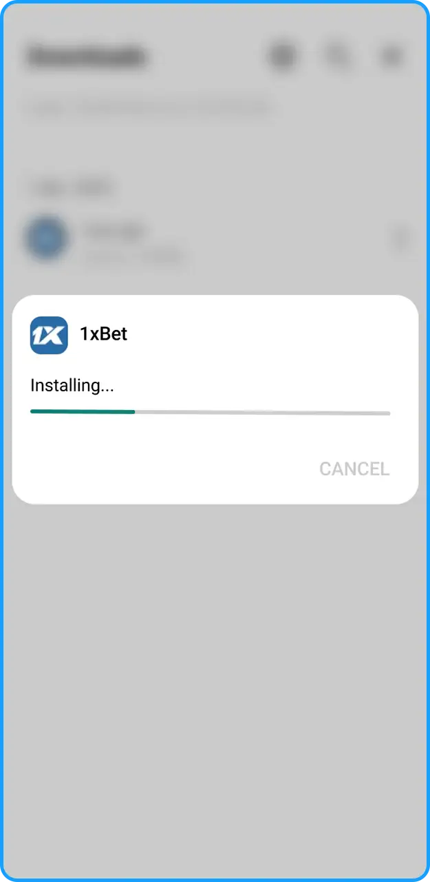 Wait for the 1xBet app to finish downloading.