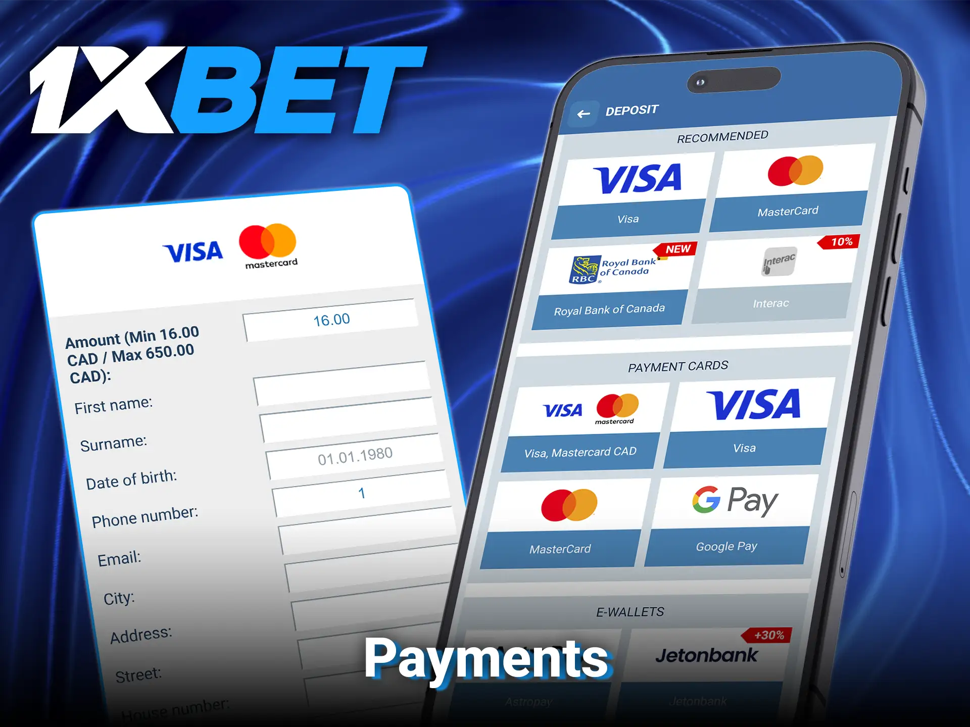 Manage your deposits and withdrawals in the 1xBet app.