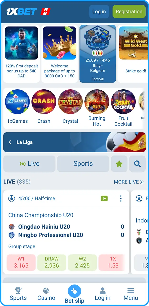 Check out the 1xBet app for Android and iOS.