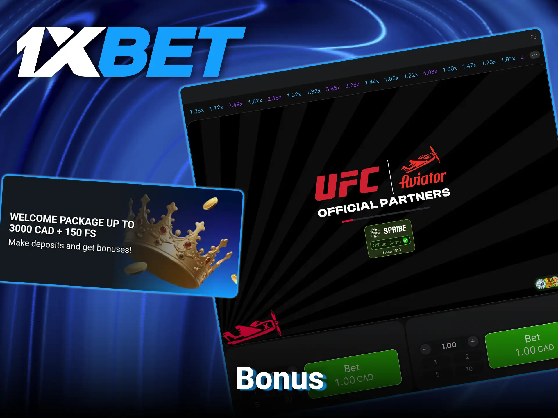 Play Aviator with a bonus at 1xBet.