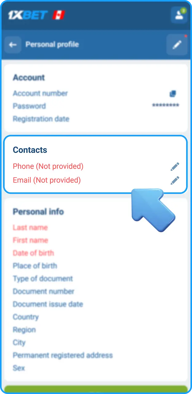 Verify your profile on 1xBet.
