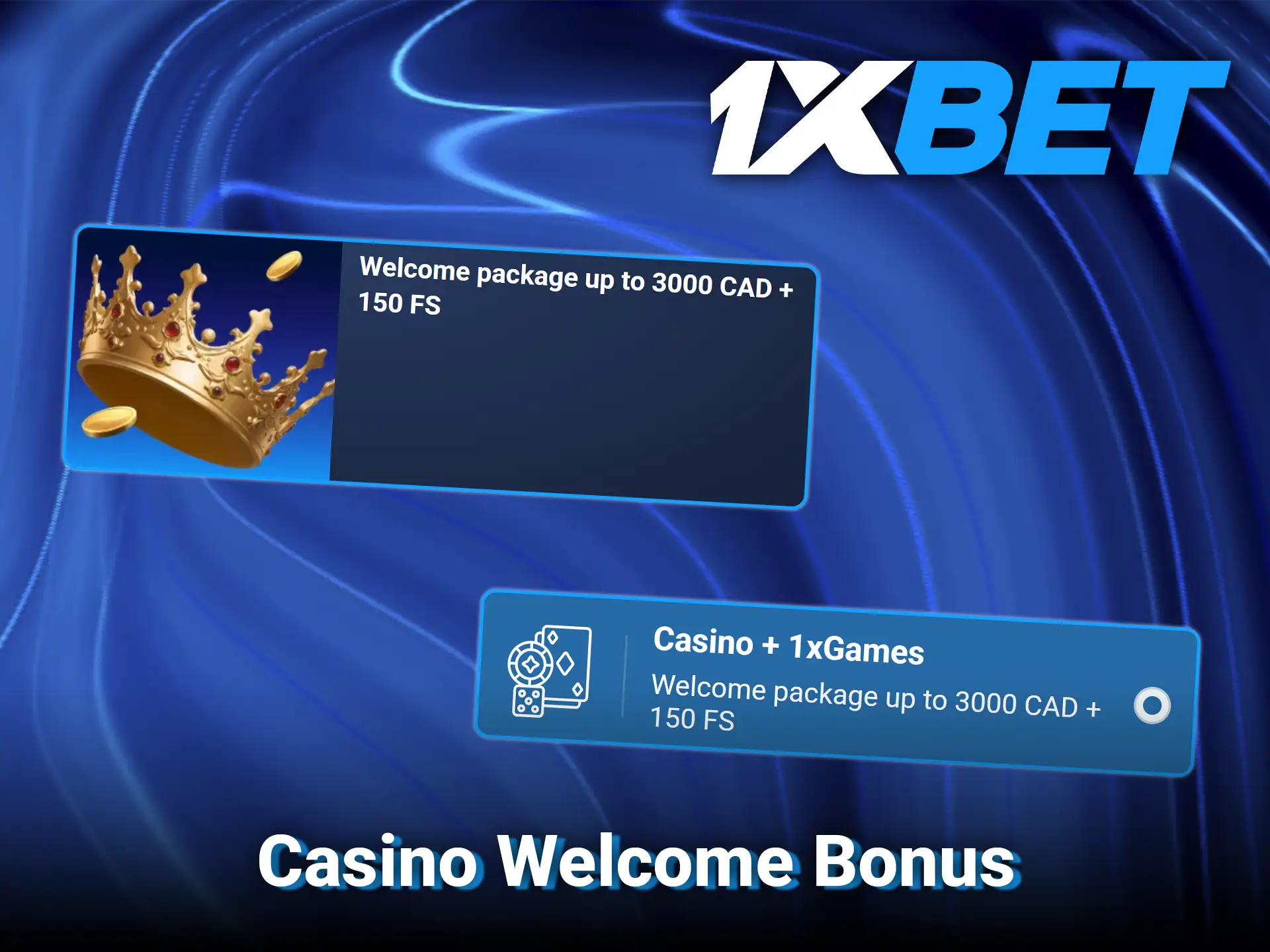 Get bonus funds and free spins on your first deposit with the 1xBet casino welcome bonus.