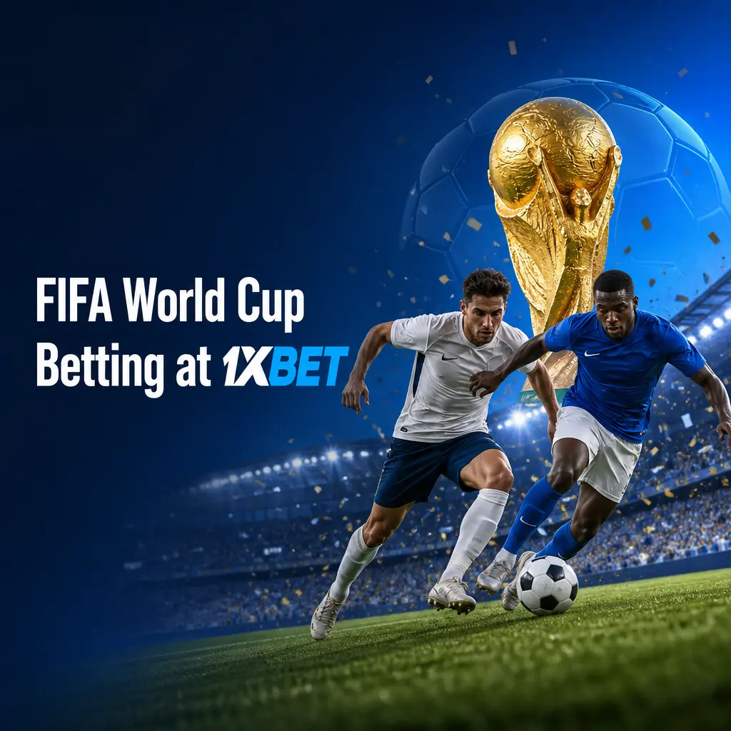 FIFA World Cup betting markets at 1xbet, including match winner, double chance, total goals, and correct score options