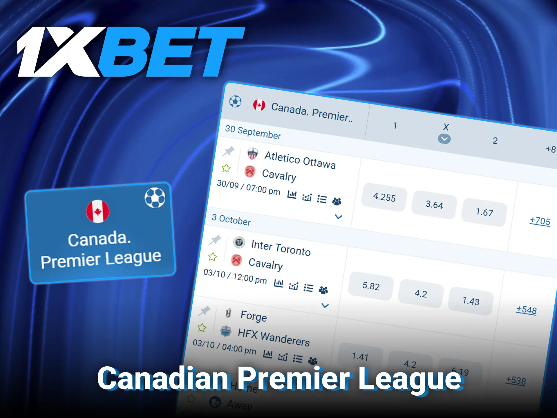 Place bets on the Canadian Premier League on 1xBet.