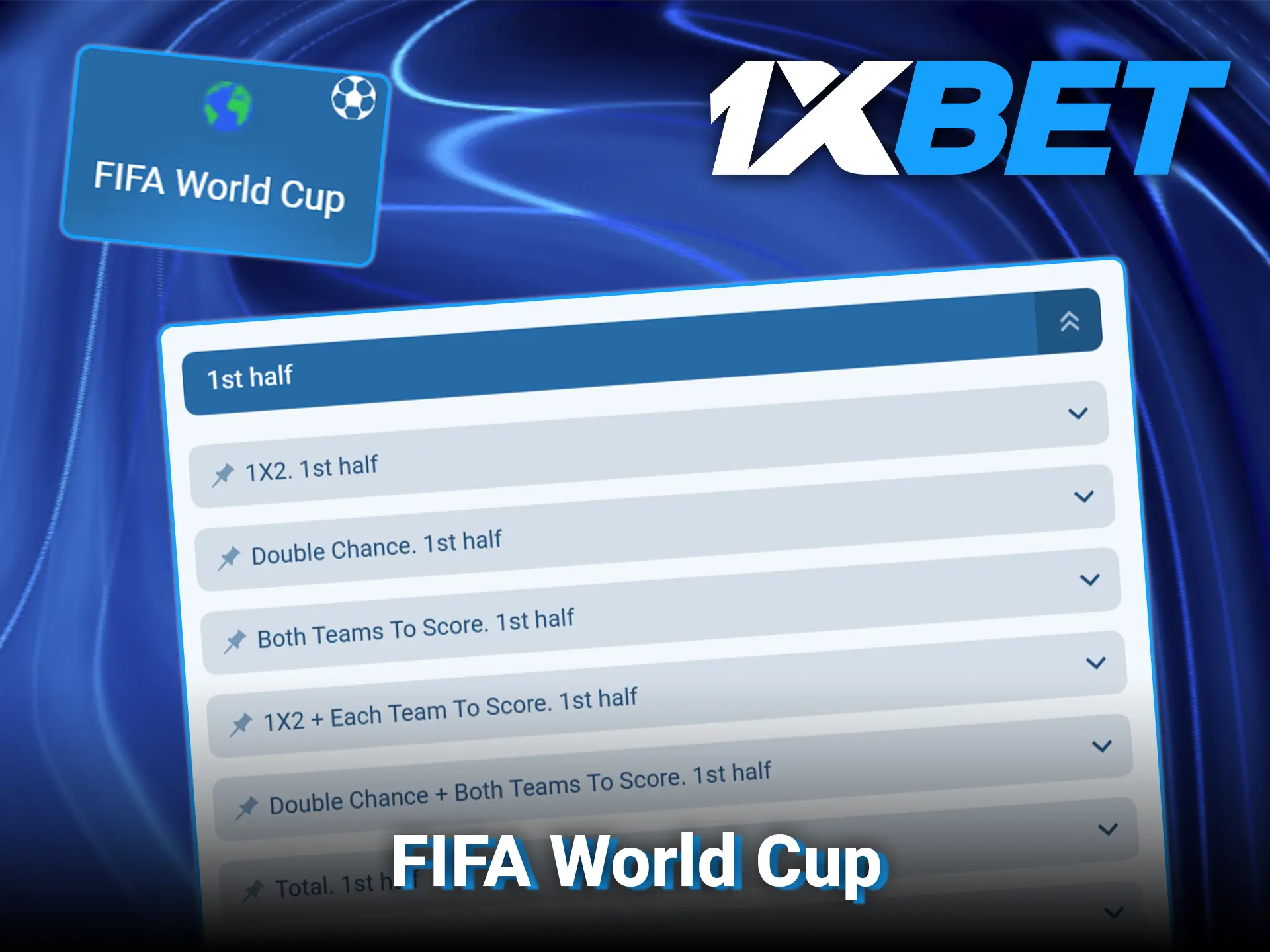 Enjoy deep market variety on international matches during the FIFA World Cup in football at 1xBet.