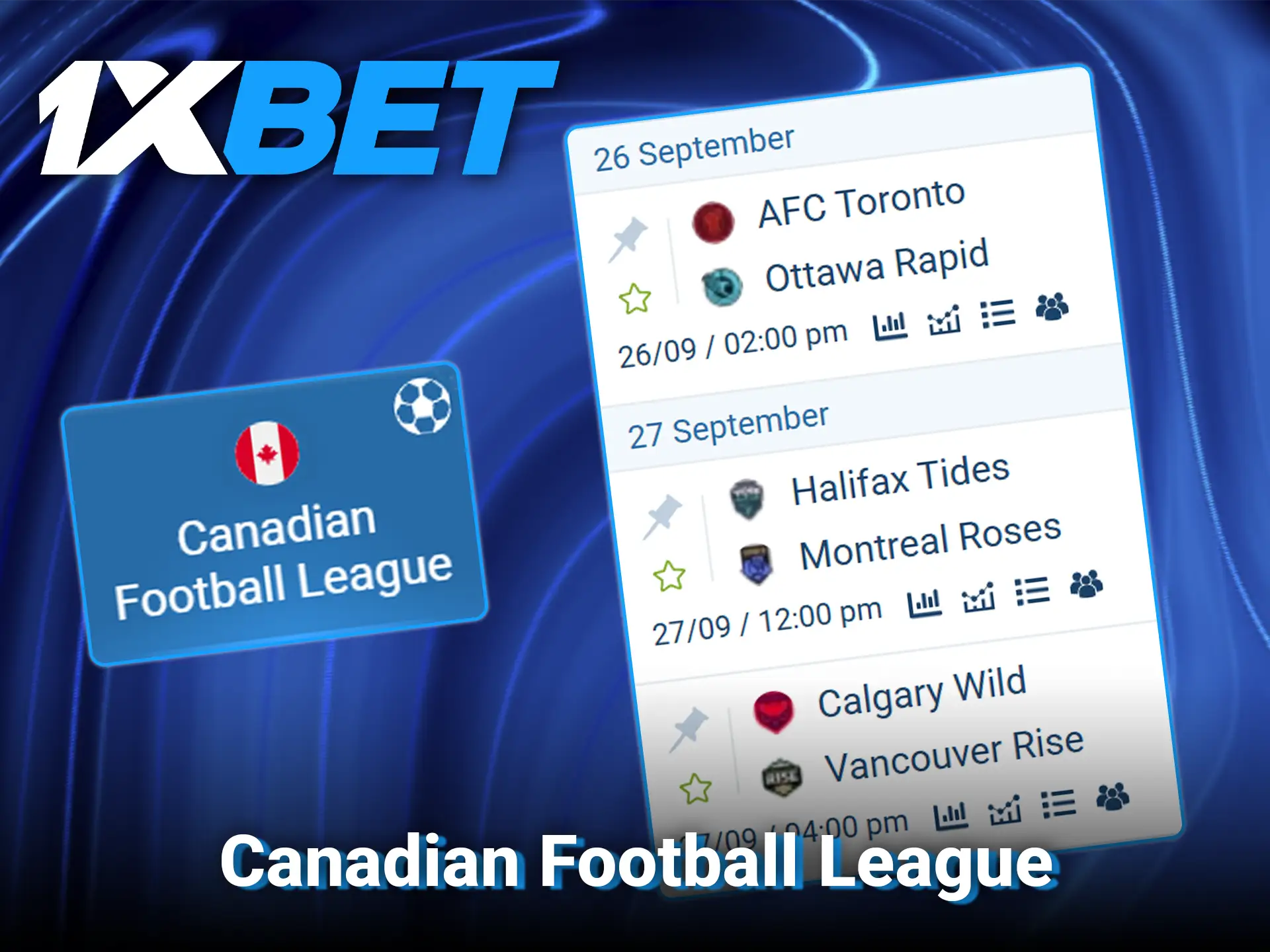 Place bets on official matches of the Canadian Football League at 1xBet.