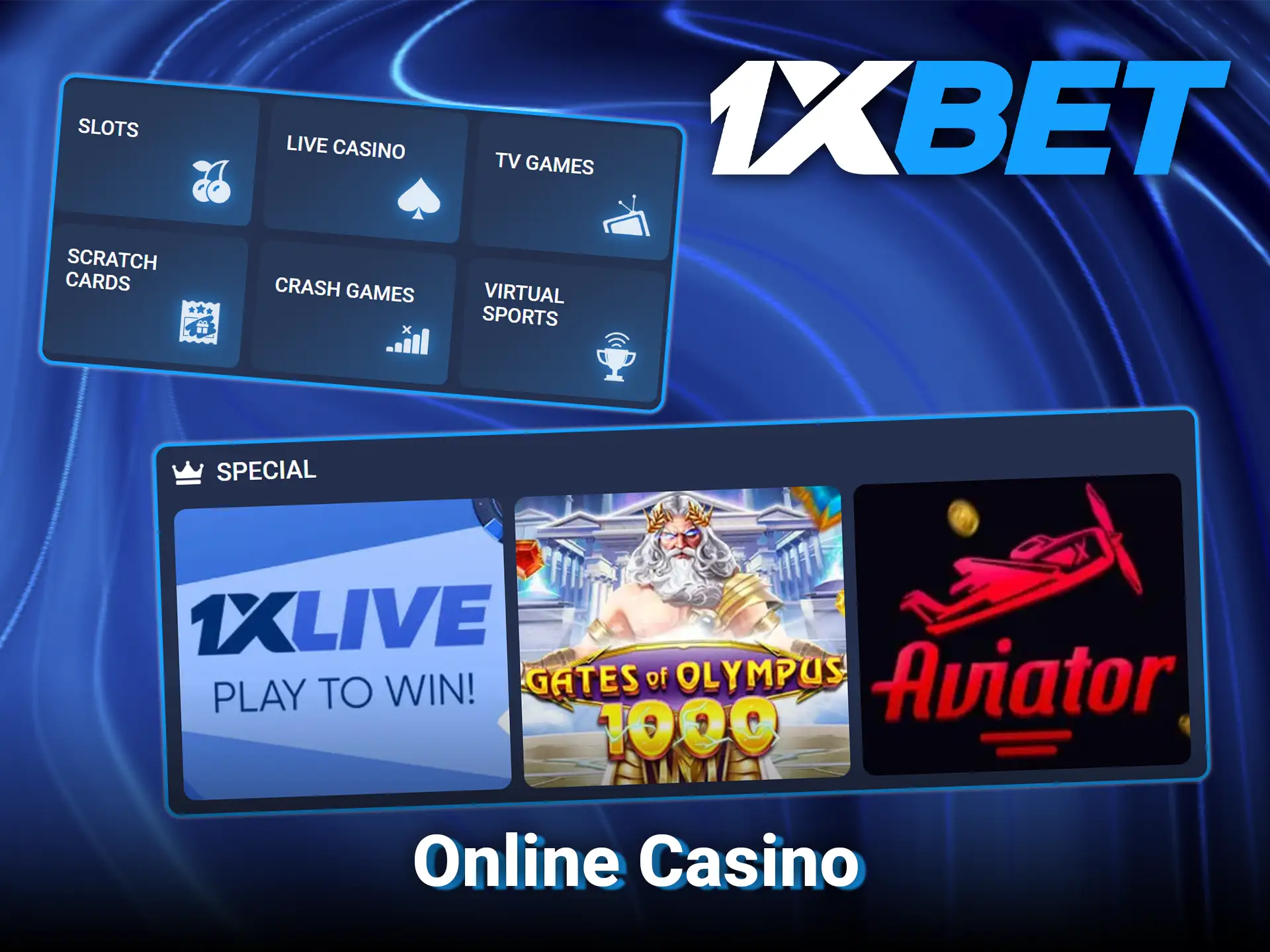 Explore thousands of slots and table games at online casino 1xBet.