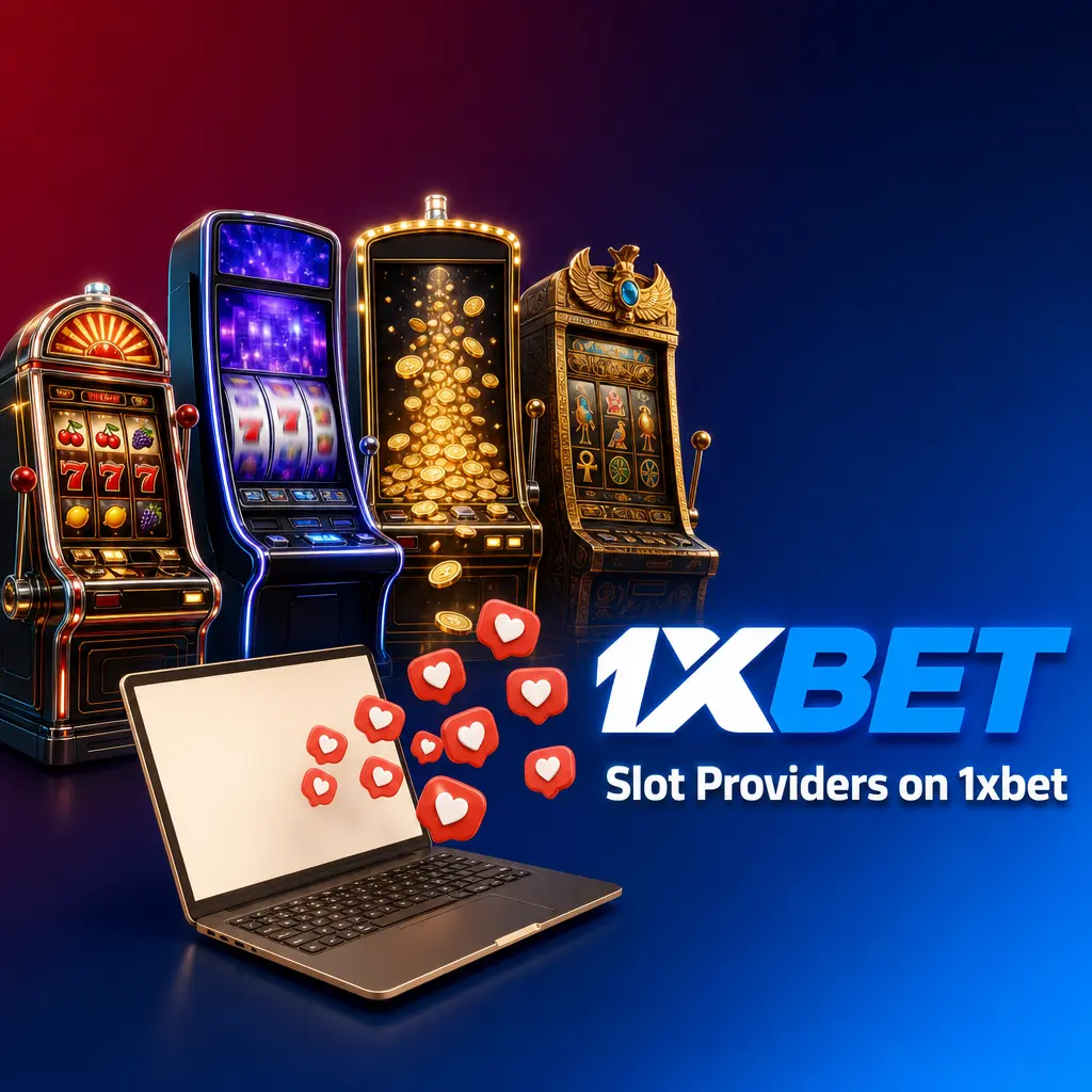 1xbet slot providers lobby featuring Pragmatic Play, NetEnt, Play'n GO, Microgaming, and Evolution game logos