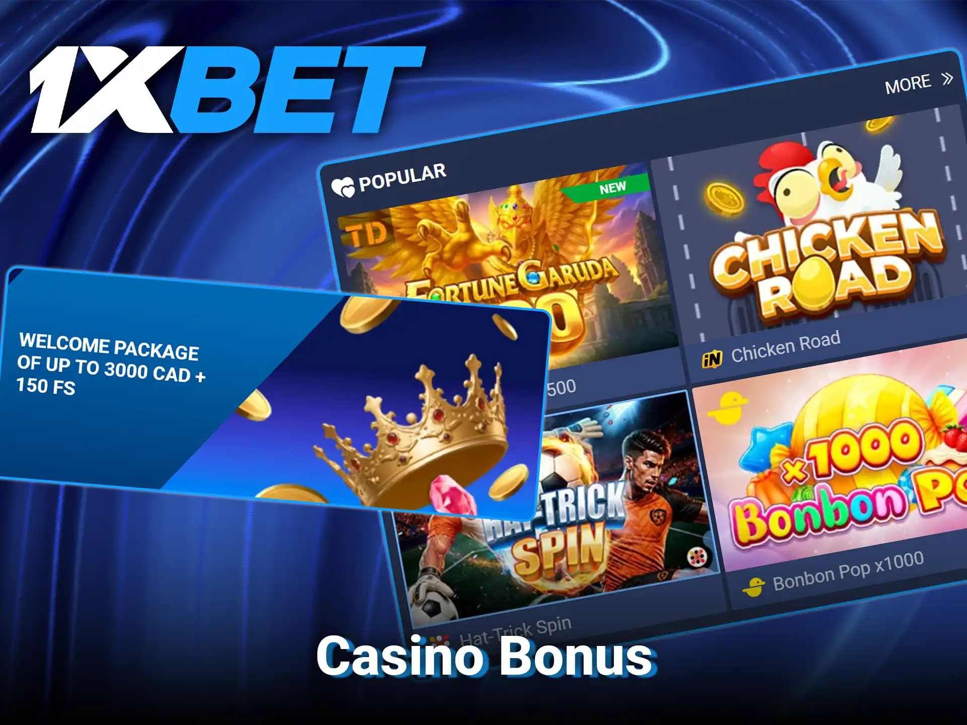 Use the casino slots bonus at 1xBet.