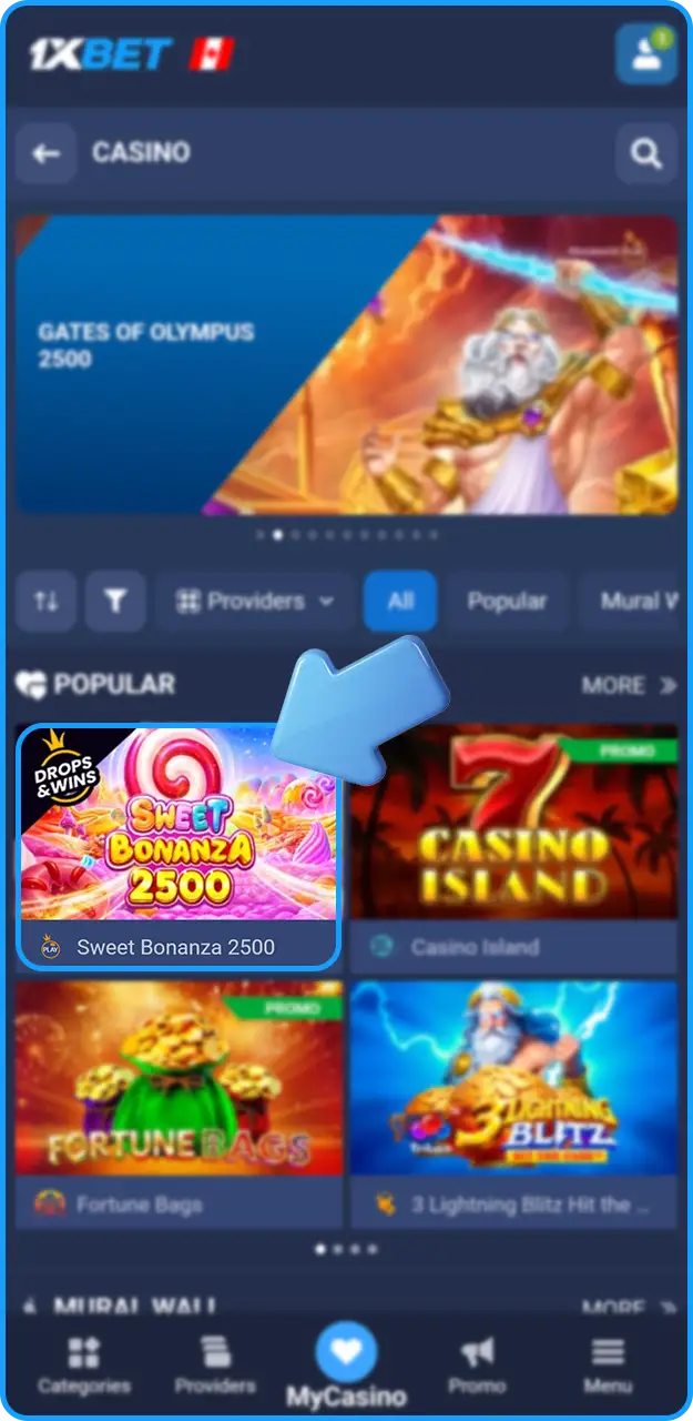 Choose from popular slots to play at 1xBet.
