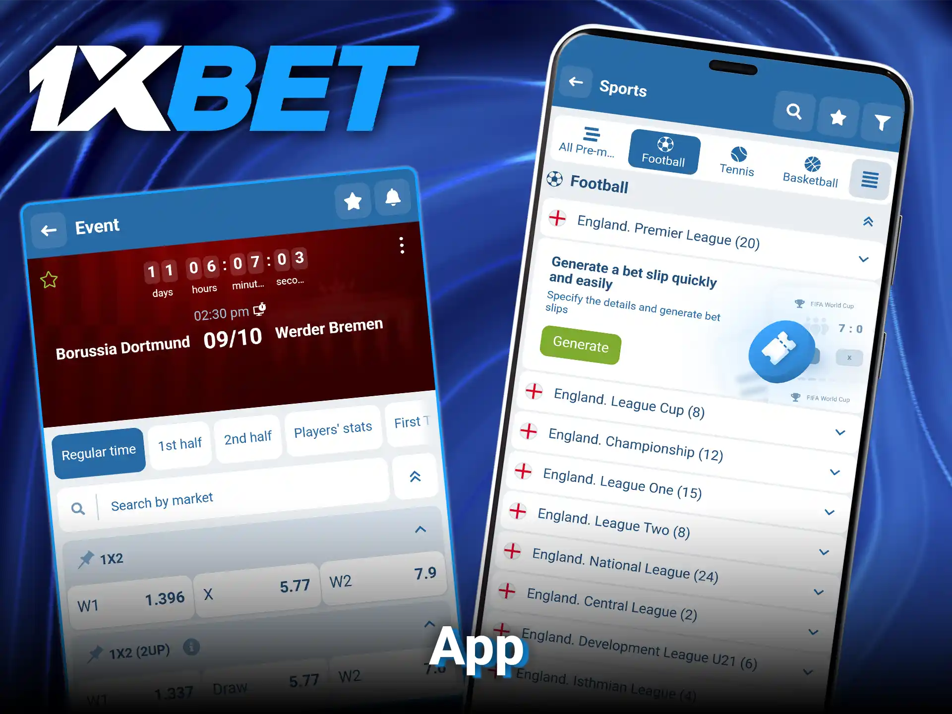 Get access to real-time football odds on 1xBet.